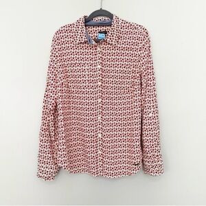 Talbots long sleeve collared button front apple print shirt - 14